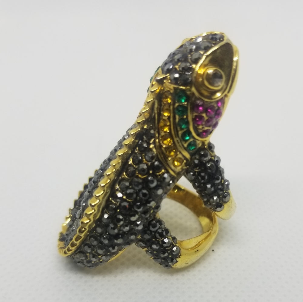 🍍3 for $25! Crystal Lizard Gold tone Fashion Ring - Picture 3 of 5